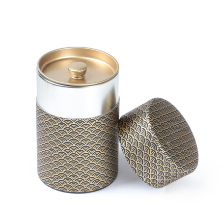 Washi Tea Tin (waves - black onyx)