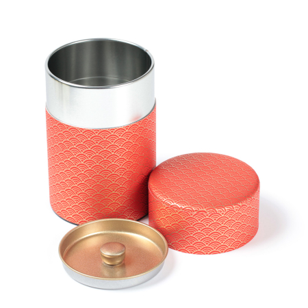 Washi Tea Tin (waves - ruby red)