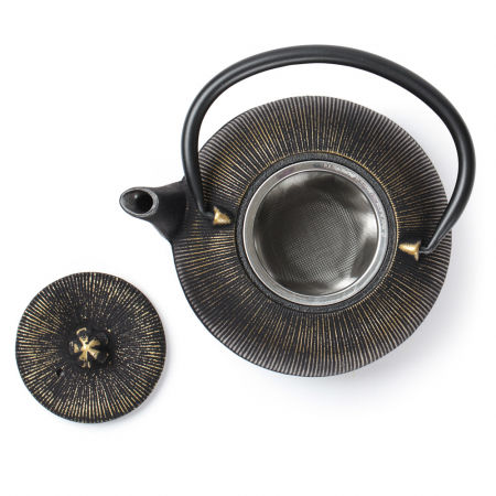 Cast Iron Teapot (antique - black & gold)